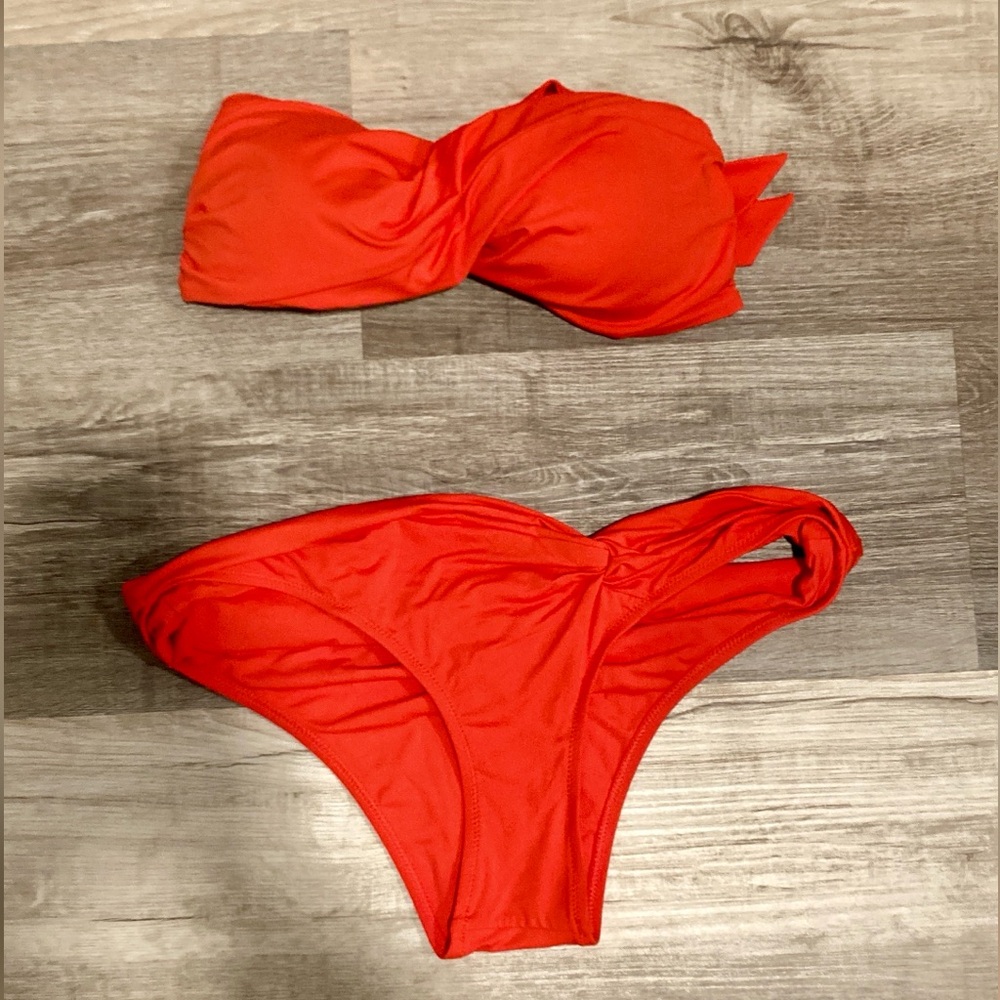 Heidi Klein red strapless bikini set.,Like New!